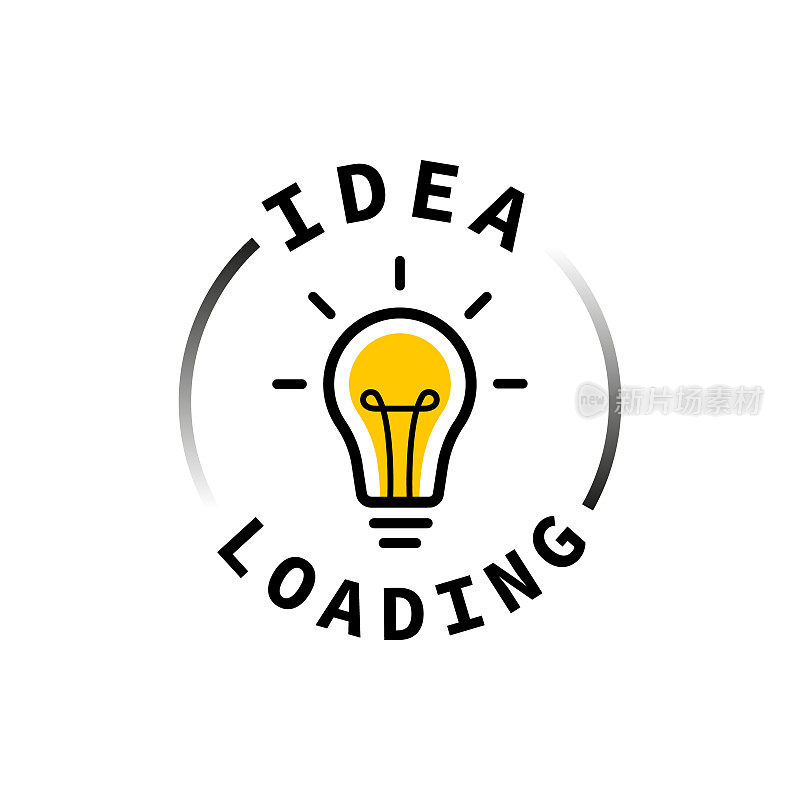 Idea loading concept with light bulb和loading bar。伟大的想法，创新和创造力。矢量图